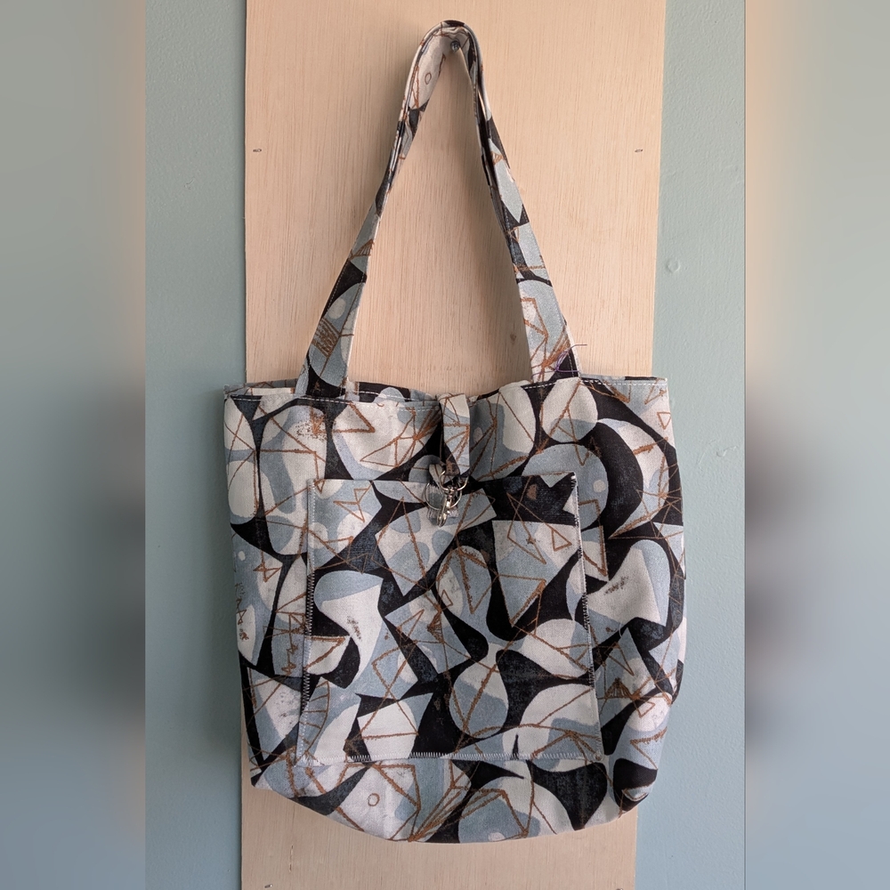 Artistic Black and Gray Tote Bag with Abstract Design